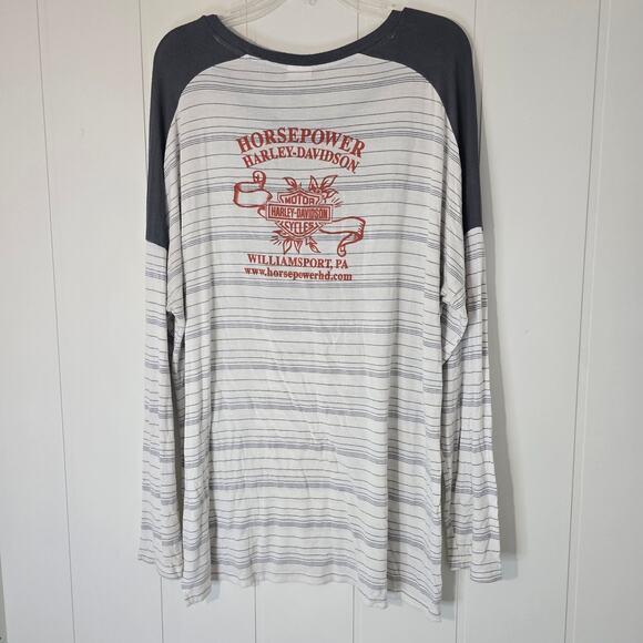 Harley Davidson Pullover Shirt Jersey Knit Stretch Logo Graphic Soft Stripe XL - Picture 9 of 9